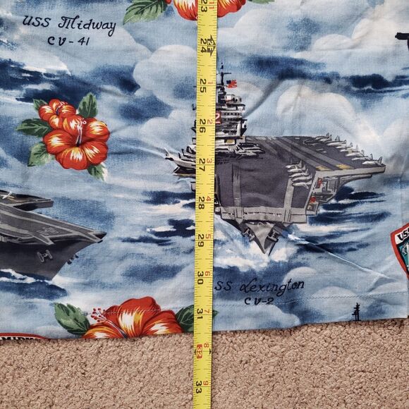 Vintage Kalaheo USS Midway Sz 2XL USA Made Floral Hawaiian Mens Button Up Shirt - Picture 5 of 6